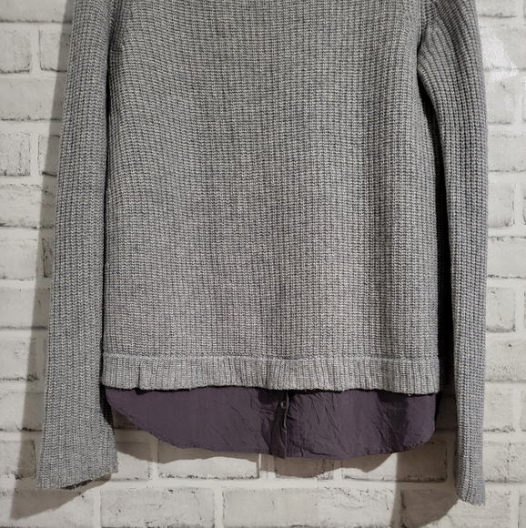 Joie Faux Overlay Wool Blend Sweater Grey size M - Picture 5 of 8